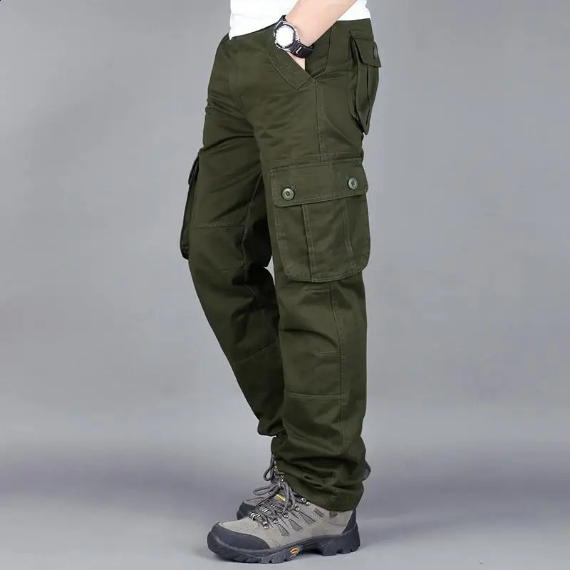 Mens Military Tactical Pants Cotton Work Overalls Cargo Loose Straight Gym Running Training Sports Wear Jogger Sweatpants 240911