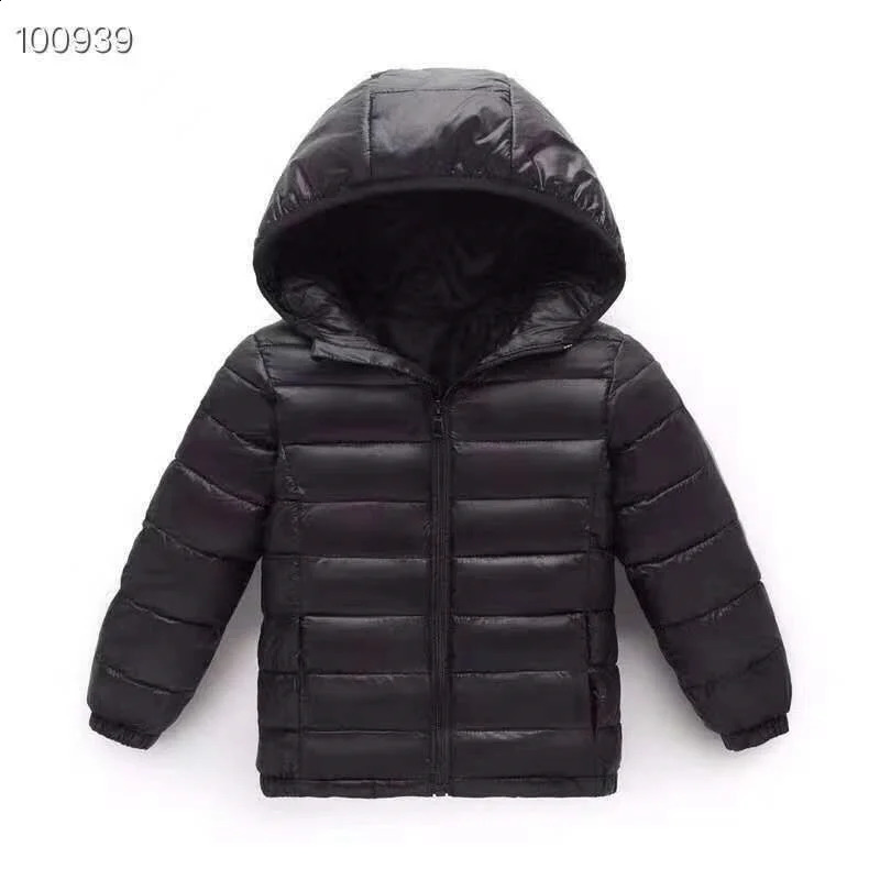 Autumn and winter childrens down jackets thin warm jackets for boys and girls childrens clothing with hooded zippered jackets for ages 4-12 240903