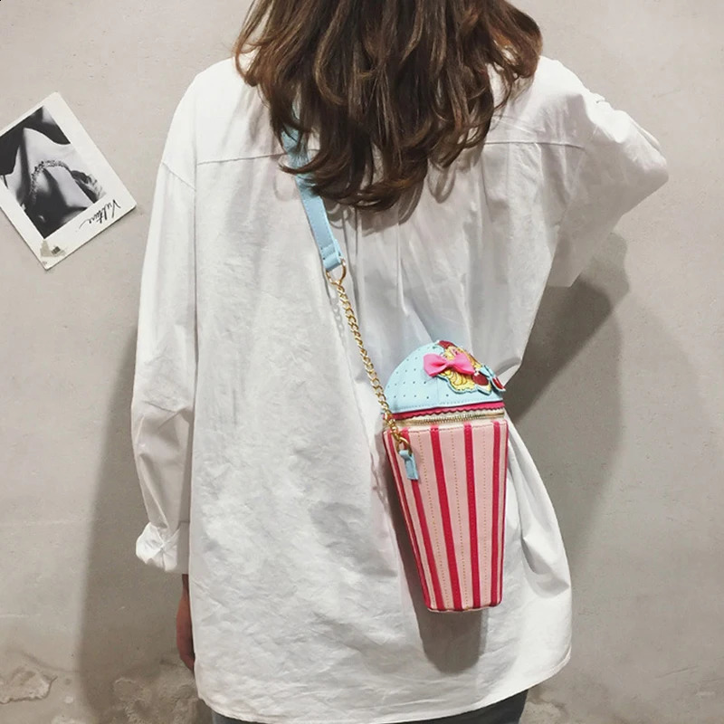 Creative ice cream shoulder bag for women colorful metal chain cross body bag cute for women mobile phone bag 240912