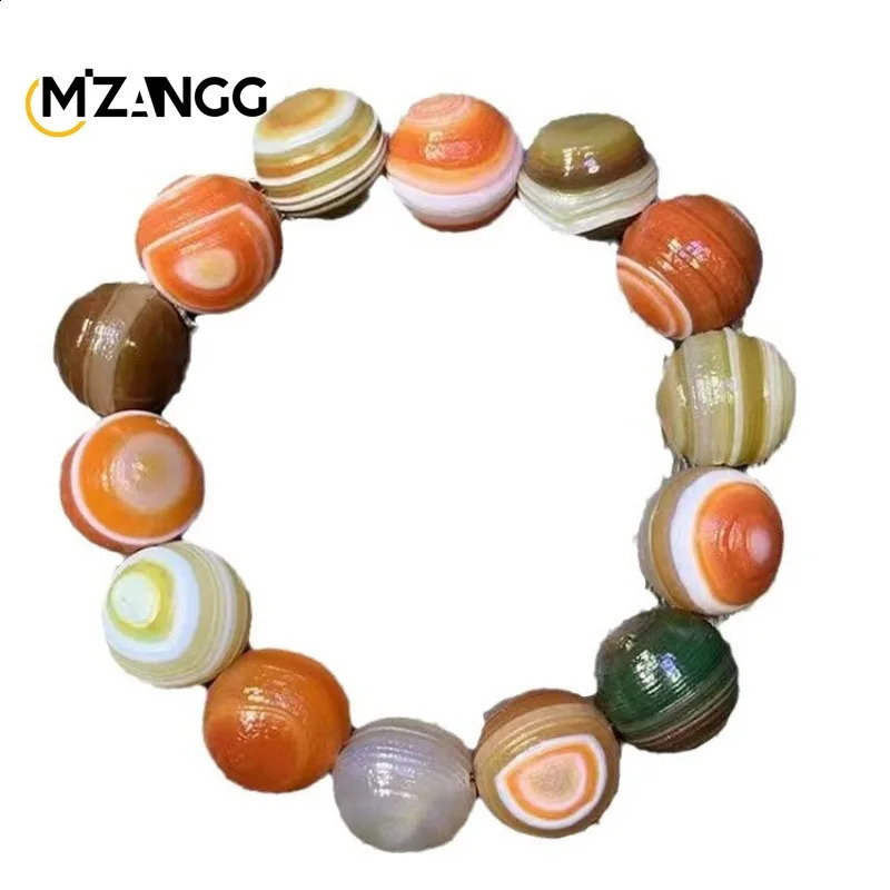 Natural Silk Agate Alxa Stone Hand Pattern Agate Raw Stone Bracelet Fashion Atmosphere for Men and Women Jewelry Holiday Gifts 240914