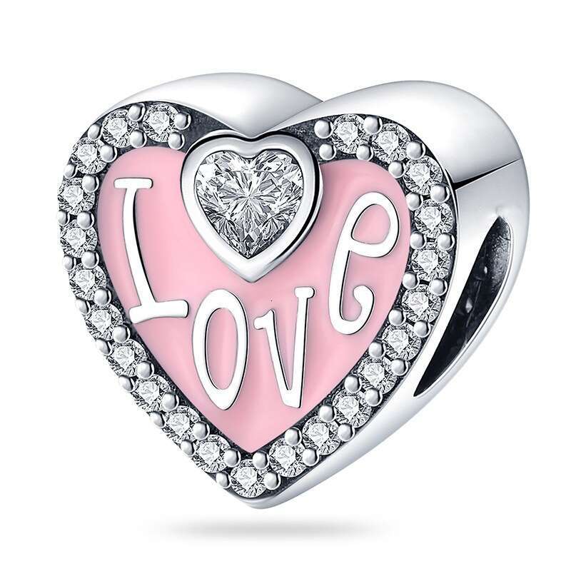 New 925 Sterling Silver Charm Love pink heart-shaped bead Fit Charms Silver 925 Original Bracelet DIY Jewelry Making For women Gifts