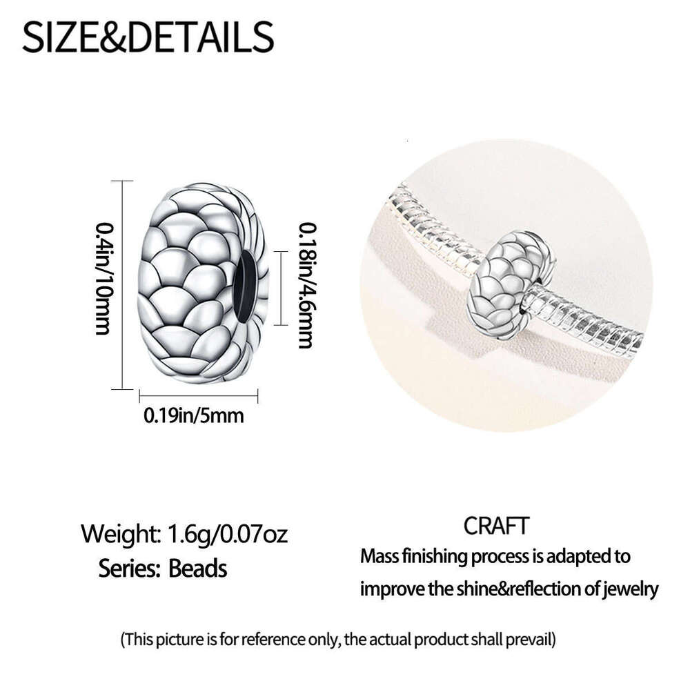 New 925 Sterling Silver Charm Dragon scale Clip Beads Fit Charms Silver 925 Original Bracelet DIY Jewelry Making For women Gifts