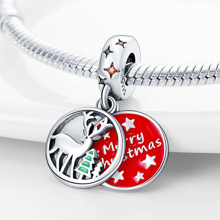 New 925 Sterling Silver Charm Christmas Tree Elk Santa Claus Pendant beads Fit Charms Silver 925 Original Bracelet DIY Jewelry Making For women Gifts