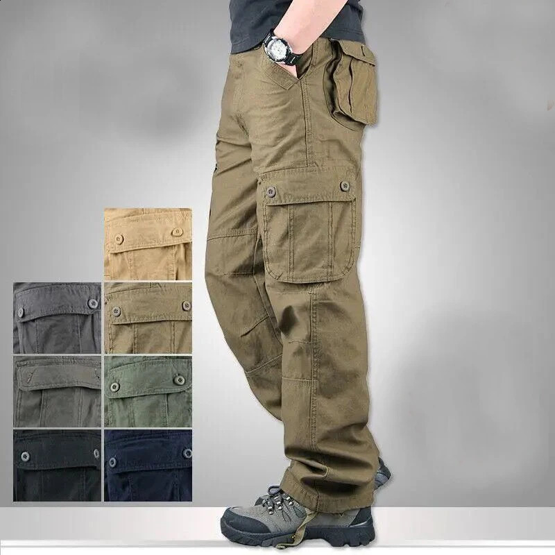 6 Pockets Tactical Cargo Pants Mens Loose Trousers Joggers Hunting Large Size Casual Pants For Male Outdoor Work Overalls 240911