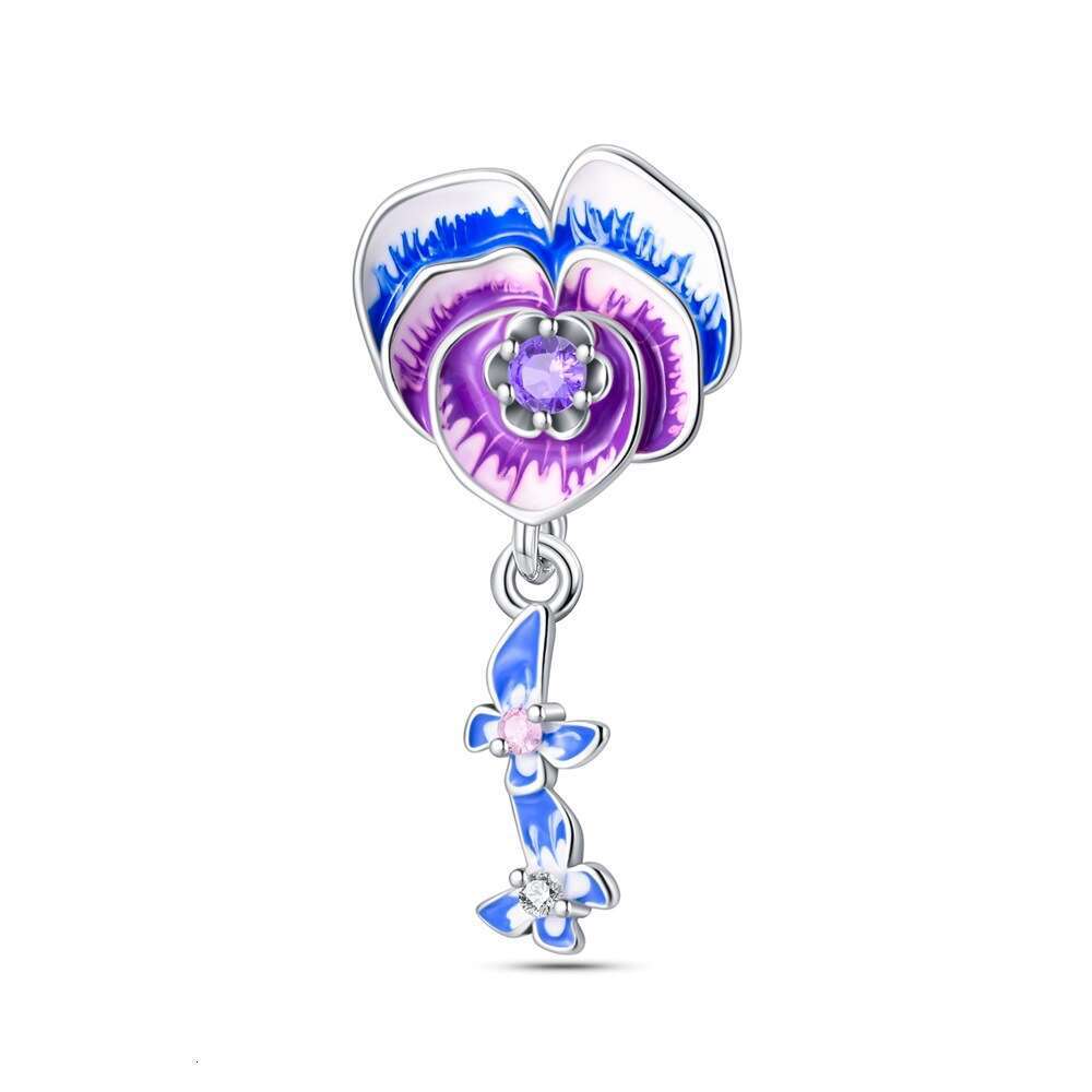 New 925 Sterling Silver Charm moth orchid pendant Fit Charms Silver 925 Original Bracelet DIY Jewelry Making For women Gifts