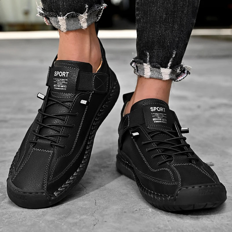 Genuine Leather Men Casual Shoes Breathable Sneakers Fashion British Style Loafers Men er Boat Shoes Zapatos Hombre 240909