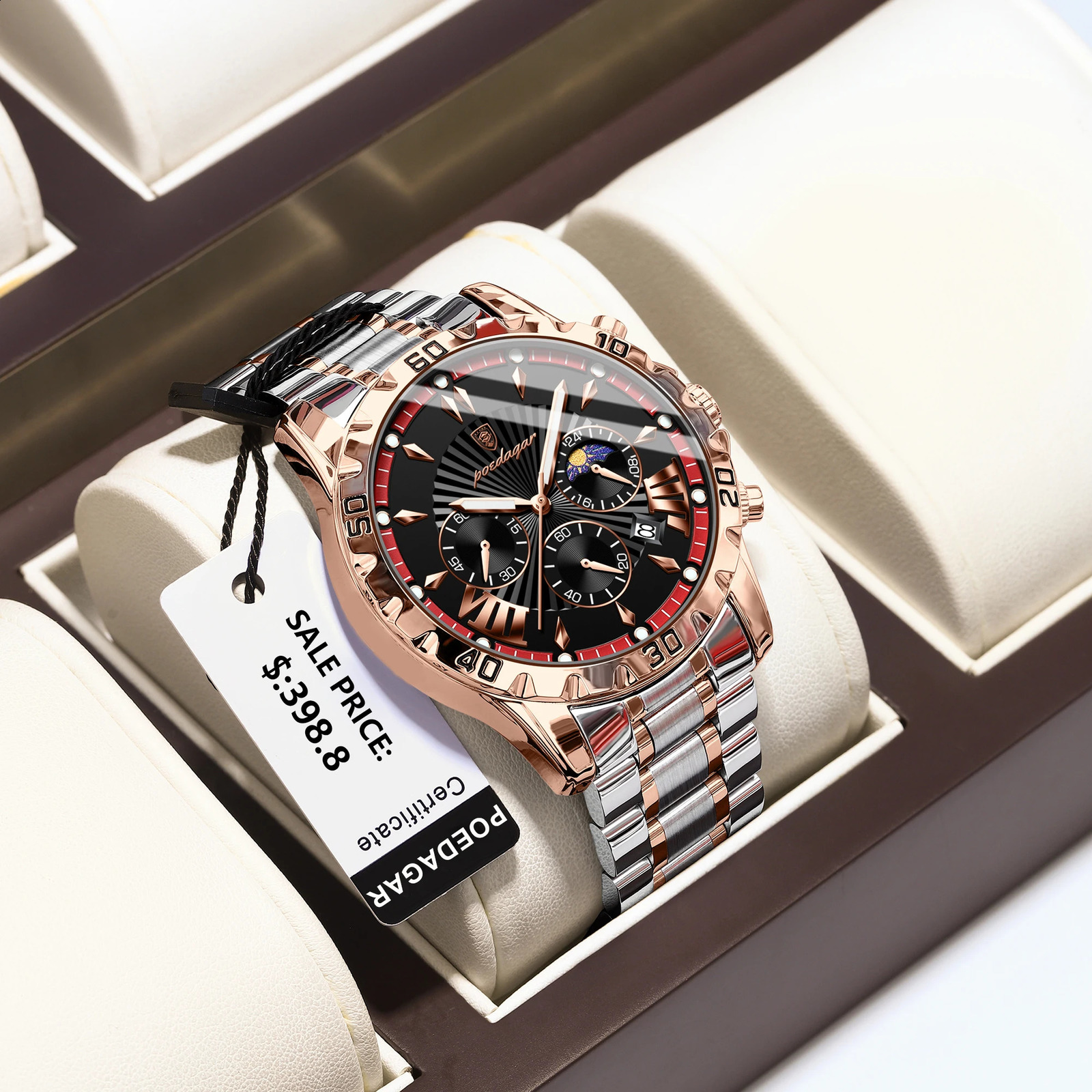 POEDAGAR High Quality Watch for Man Waterproof Luminous Chronograph Date Men Stainless Steel Quartz Mens Watches 240906