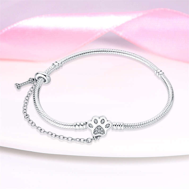 New 925 Sterling Silver Snake chain Cute Pet Claw Bracelet Fit Charms Silver 925 Original Bracelet DIY Jewelry Making For women Gifts