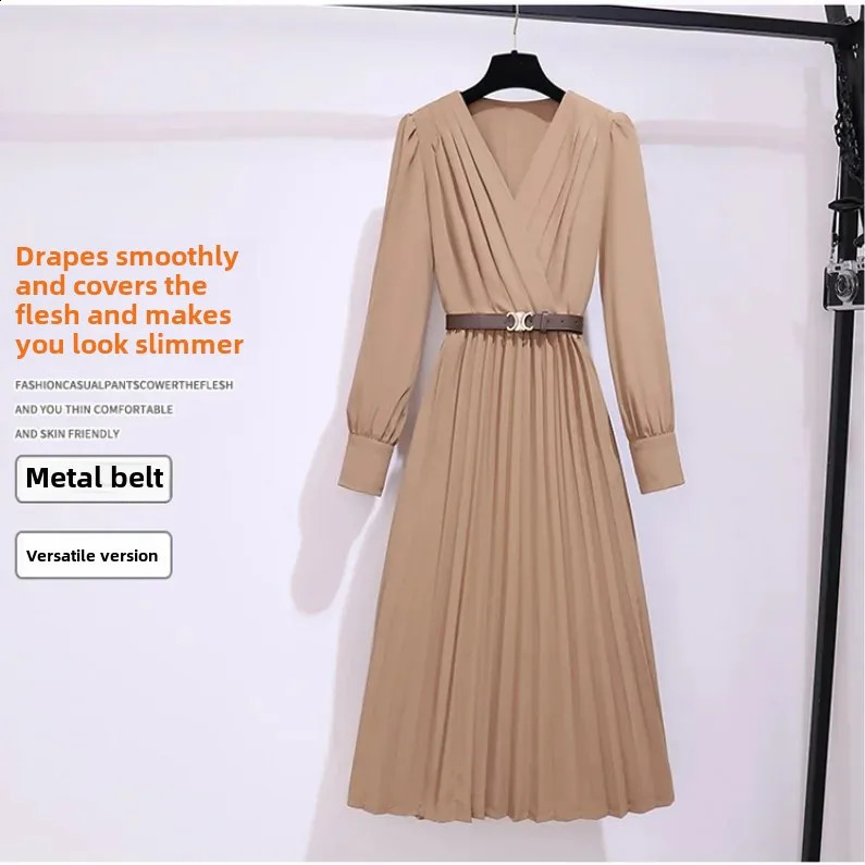 Elegant French Hong Kong style y lightweight womens long sleeved dress early autumn social 240913