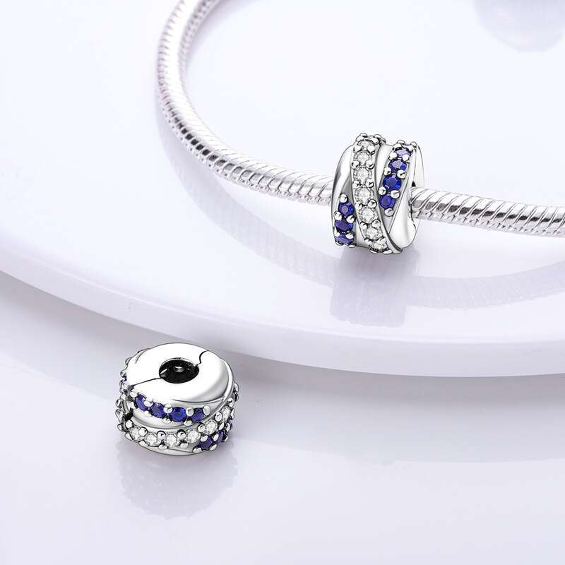 New 925 Sterling Silver Charm Pave diamond beads Fit Charms Silver 925 Original Bracelet DIY Jewelry Making For women Gifts