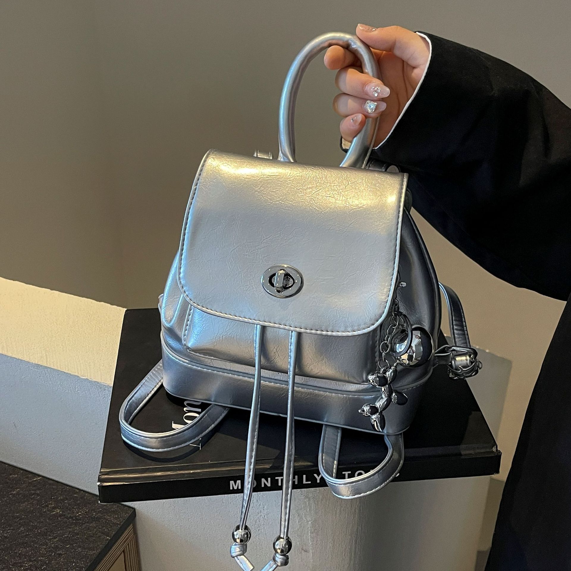 Designer Designer Bookbag School Bags Leather Square TLXT Women Fashion Backpacks Korean Trend Luxury Shoulder Bag Backpack Travel Bag