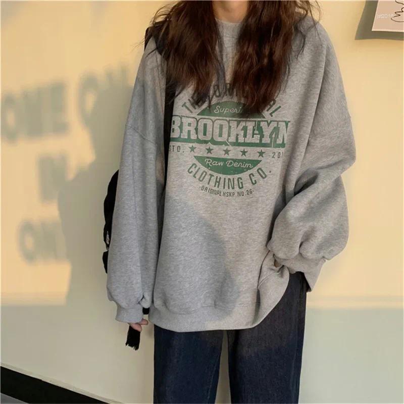 Women's Hoodies 2024 Autumn Sweatshirt Thin Hoodless Jacket Versatile Harajuku Style Loose Fit Student Top