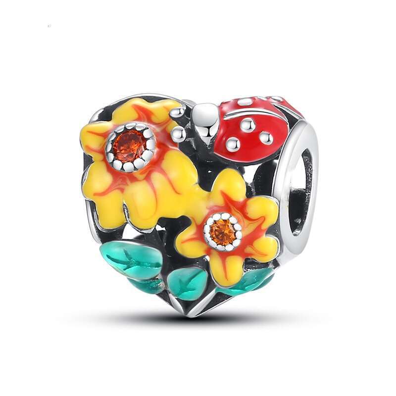 New 925 Sterling Silver Charm Sunflower Love Ladybug Beads Fit Charms Silver 925 Original Bracelet DIY Jewelry Making For women Gifts