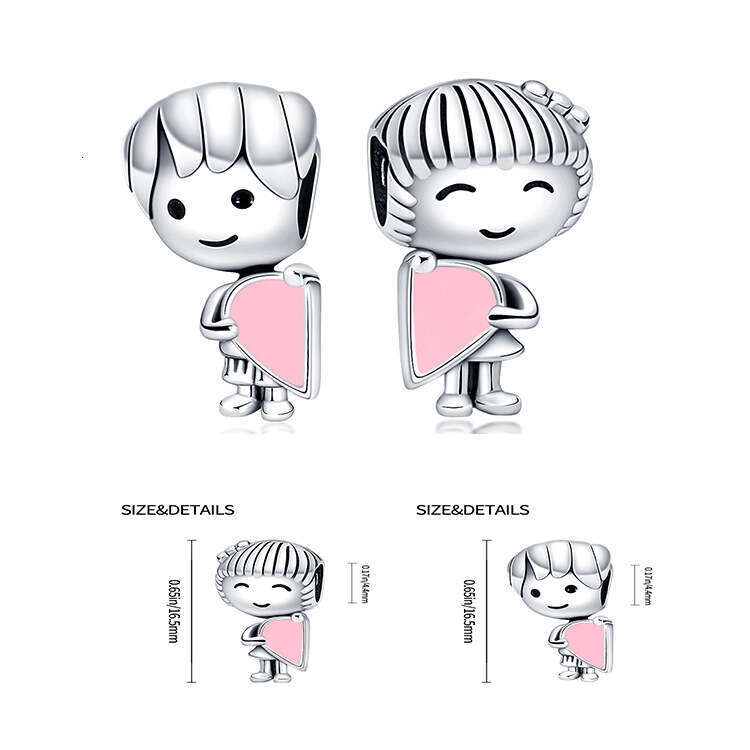 New 925 Sterling Silver Charm Love Boy and Girl heart Beads Fit Charms Silver 925 Original Bracelet DIY Jewelry Making For women Gifts