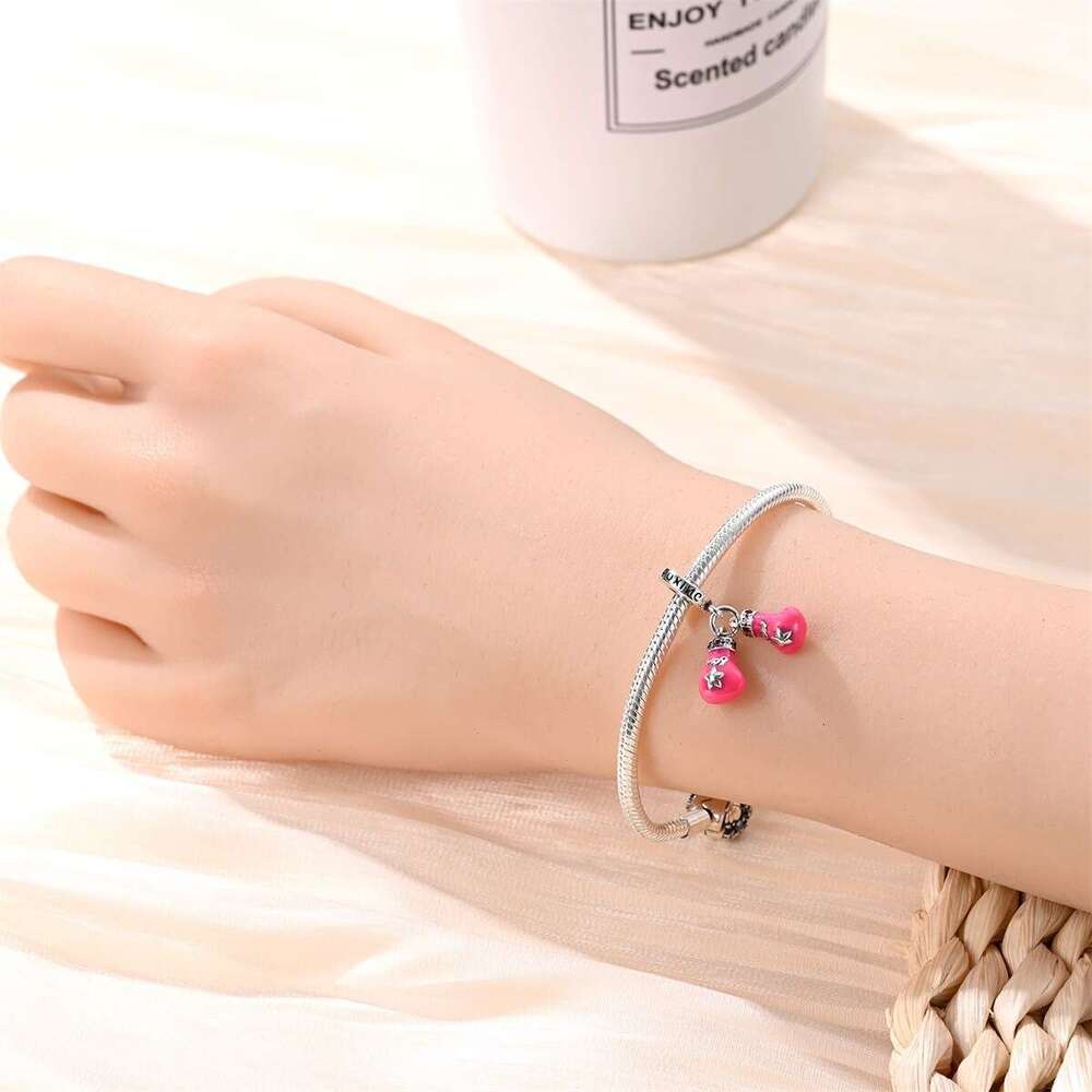 New 925 Sterling Silver Charm Pink boxing pendant Fit Charms Silver 925 Original Bracelet DIY Jewelry Making For women Gifts