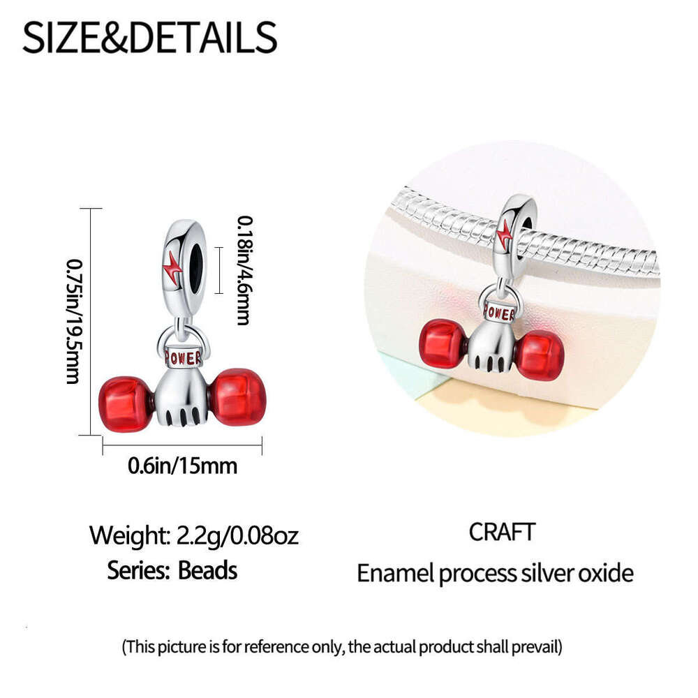 New 925 Sterling Silver Charm Sports and Fitness Strength Dumbbell Pendant Fit Charms Silver 925 Original Bracelet DIY Jewelry Making For women Gifts