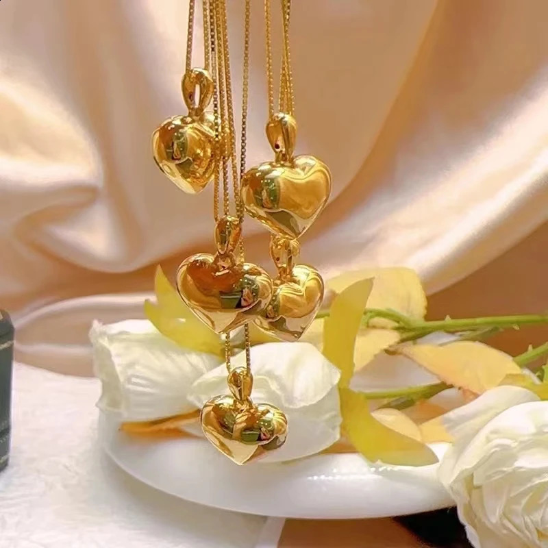 MIQIAO Real 18K Gold Heart Shaped Pendant Necklace Pure AU750 Simple Fashion Fine Jewelry Gift for Women 240906