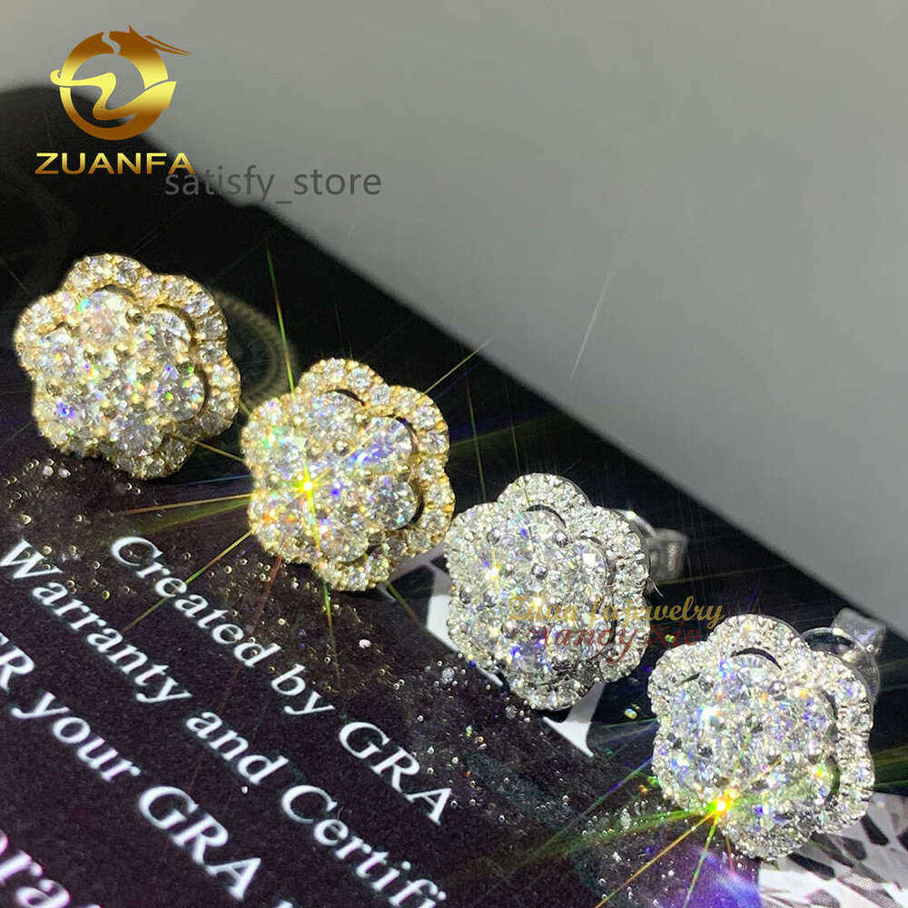 Hot Wholesale Unique Small Fancy Shiny 10K Real Gold Diamond Moissanite Stud Earrings For Men