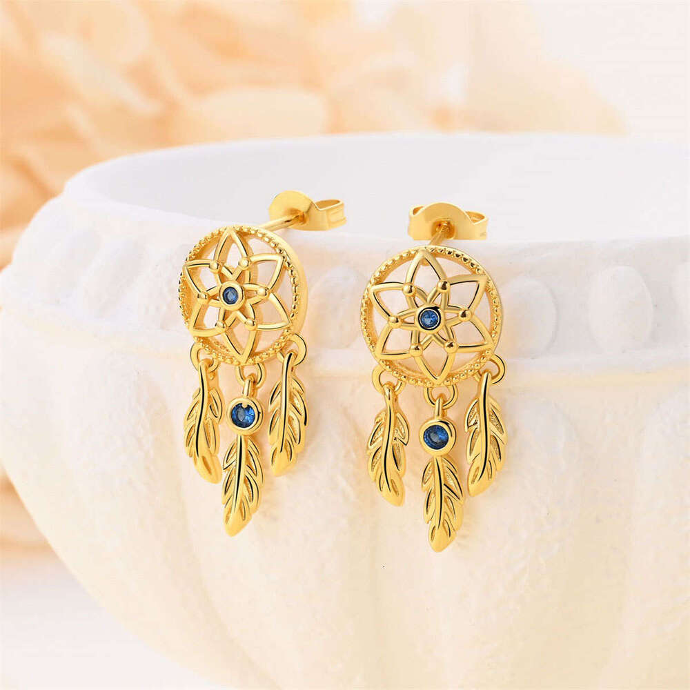 Dreamcatcher earring with gold plated 925 Sterling silver earrings for women Gifts Wholesale