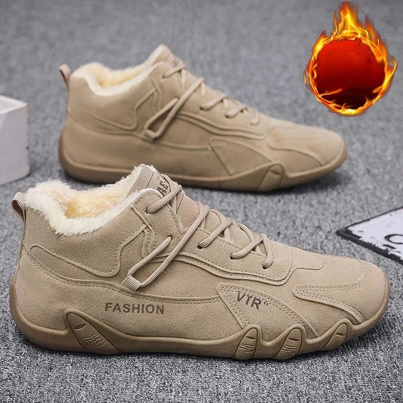 Classic retro mens shoes 2024 winter plush warm and comfortable cotton shoes trend outdoor mountain work sports and leisure shoes 240914