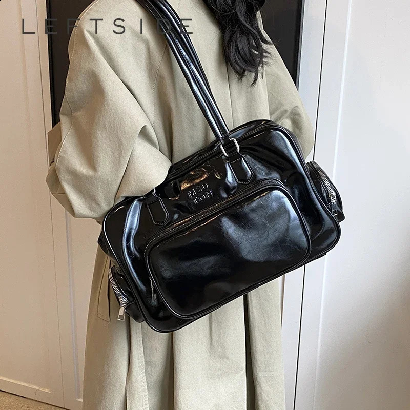 LEFTSIDE Korean Fashion PU Leather Tote for Women 2024 Winter Y2K Tend Female Simple Shoulder Bag Handbags and Purses 240906 4683 4