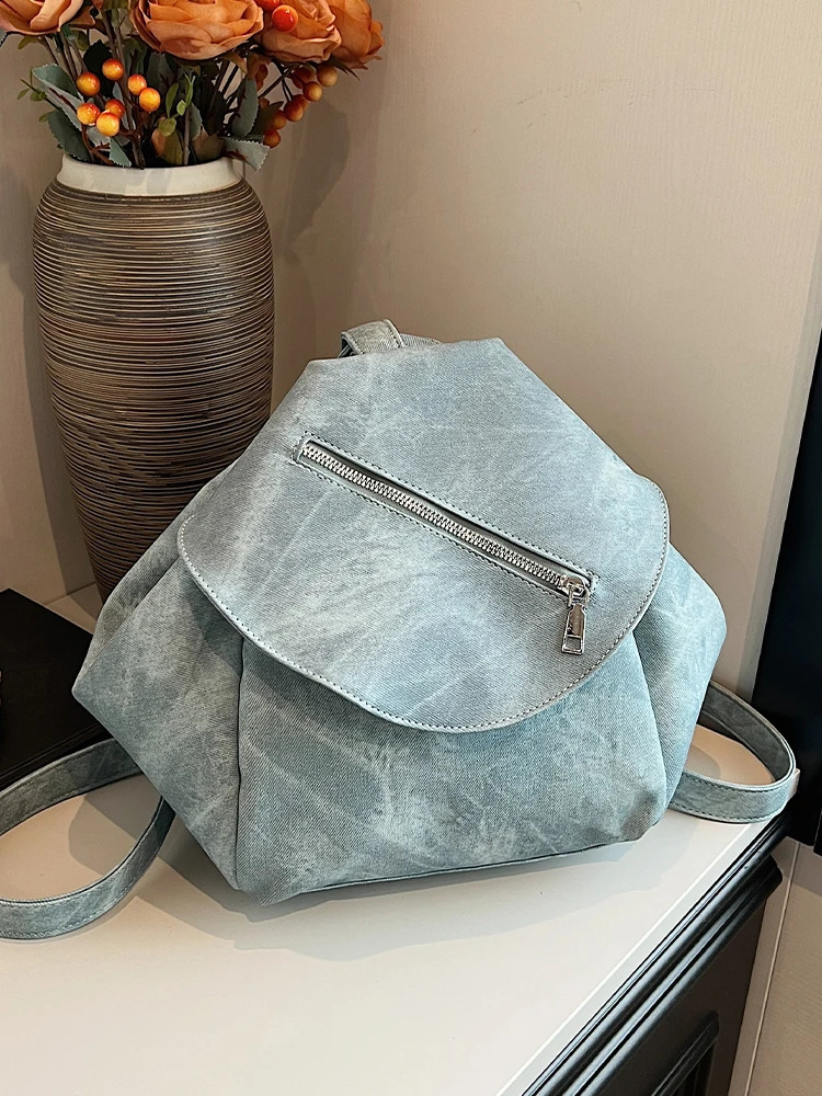 Korean style casual womens backpack fashion edition student backpack niche soft large capacity cross body bag 240912