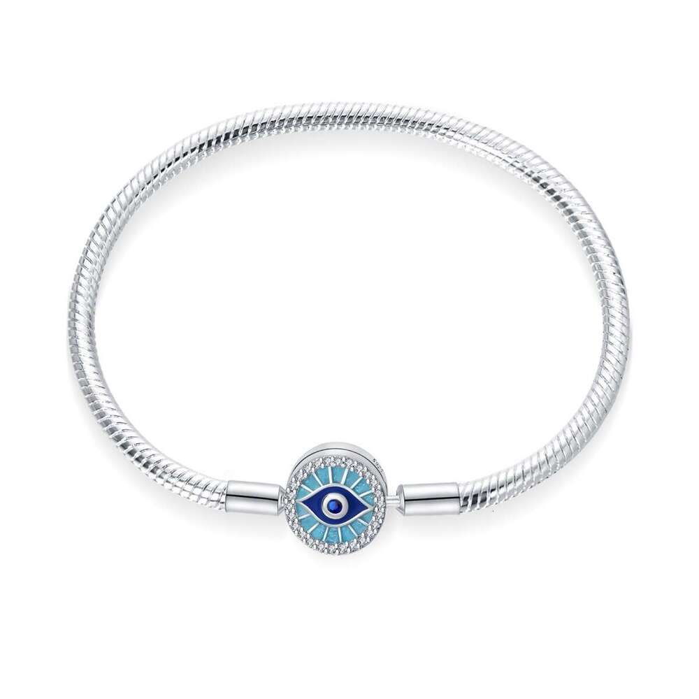 925 Sterling silver Snake chain Bracelet With Devil's Eye clip fit charms beads DIY for women gift wholesale