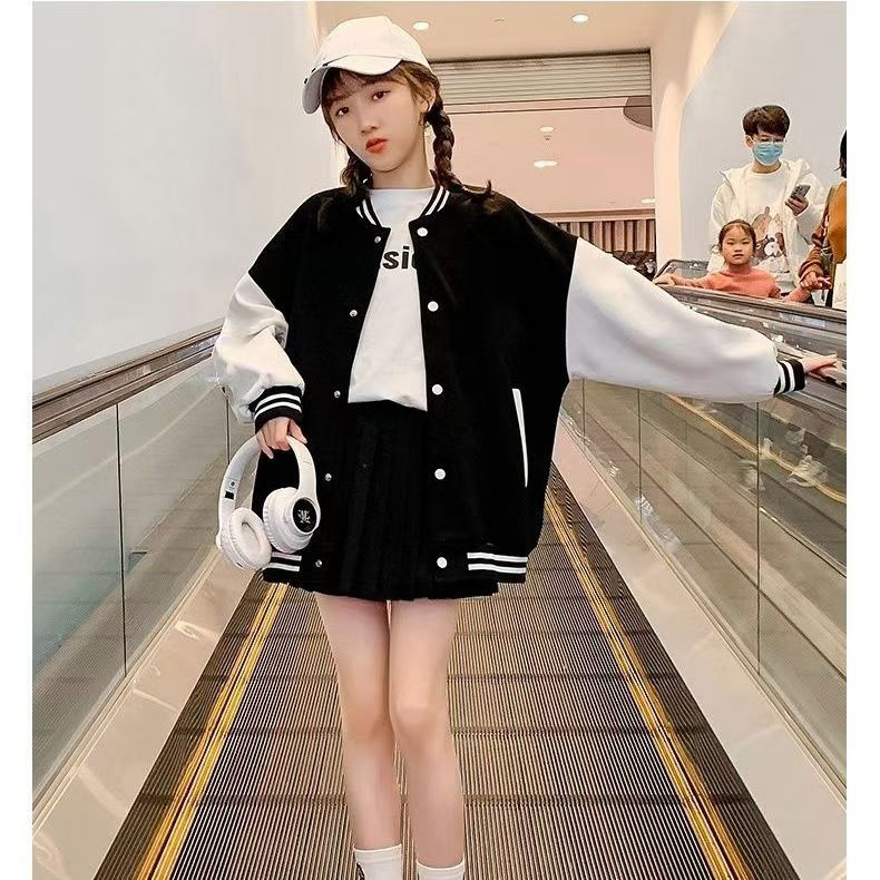American retro baseball uniform jacket for men and women in spring and autumn 2024 new students loose Joker casual jacket top.