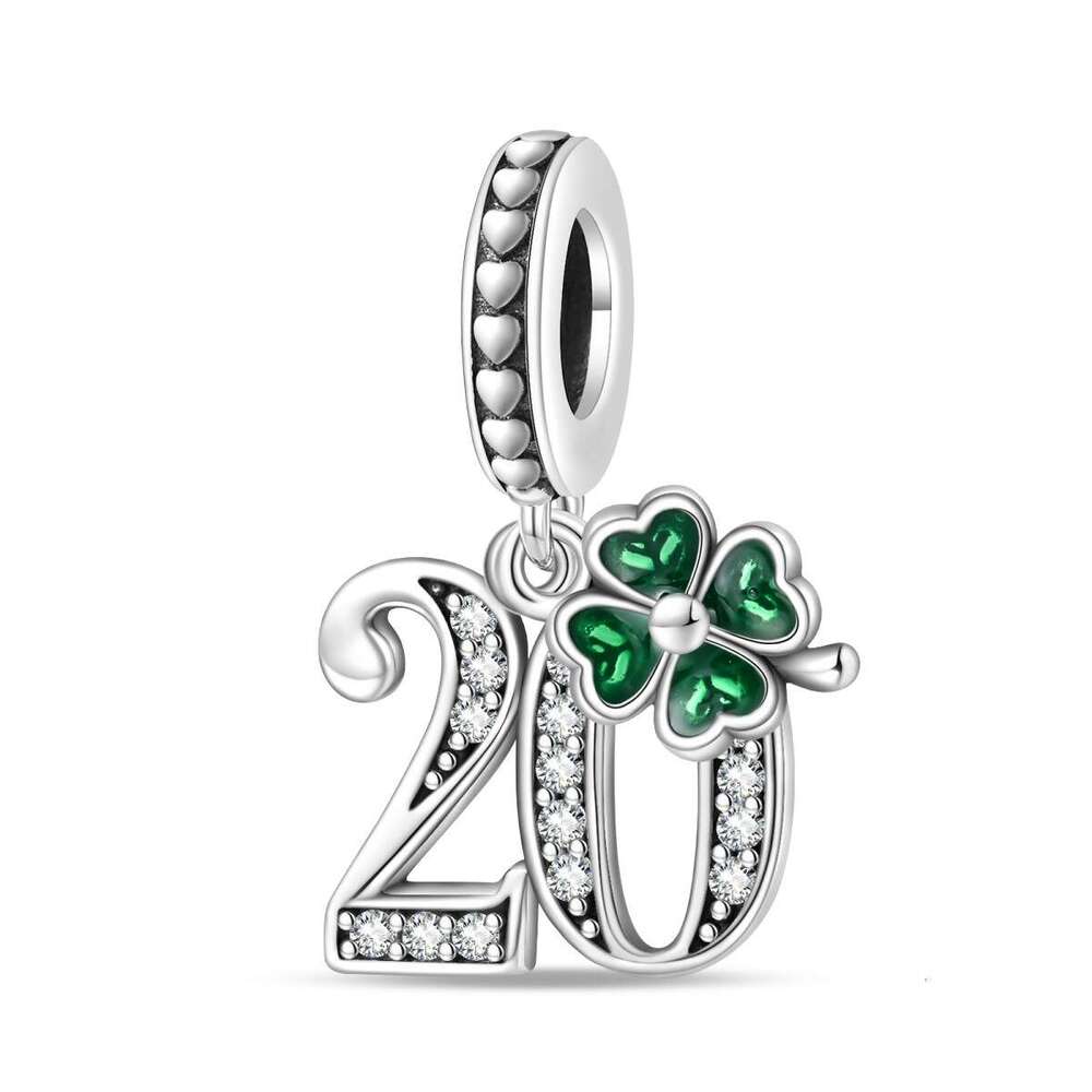 New 925 Sterling Silver Charm Lucky Number 20 Pendant Fit Charms Silver 925 Original Bracelet DIY Jewelry Making For women Gifts
