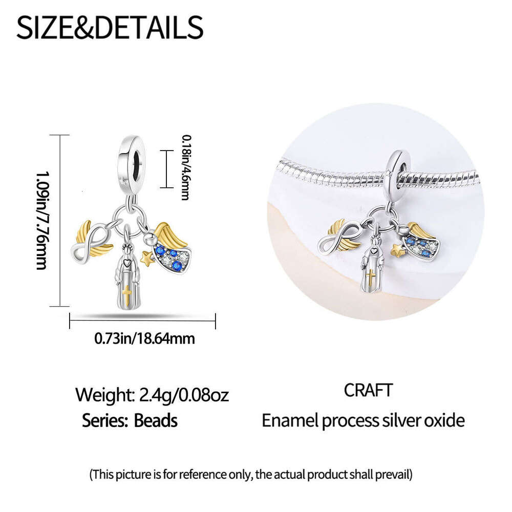 New 925 Sterling Silver Charm Religious Belief Series Angel pendant Fit Charms Silver 925 Original Bracelet DIY Jewelry Making For women Gifts