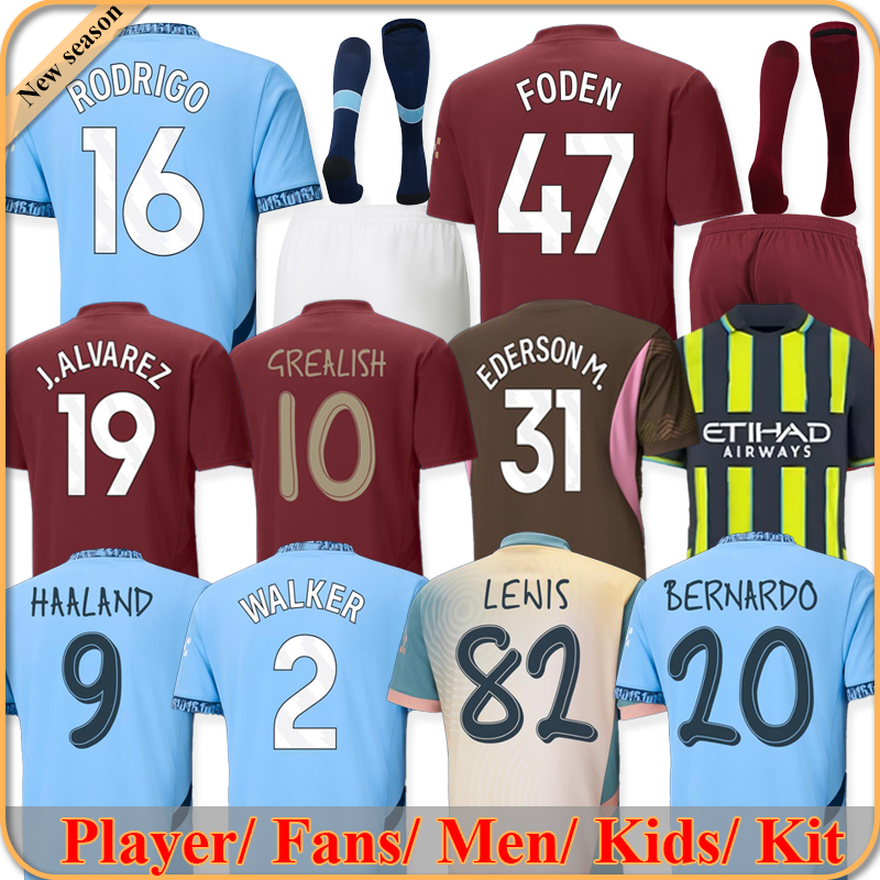 HAALAND Soccer Jerseys 24 25 DE BRUYNE PHILLIPS MaN CIty GREALISH FERRAN MAHREZ FODEN BERNARDO JOAO CANCELO Z RODRIGO Football Shirt Men Kids Kit Sets
