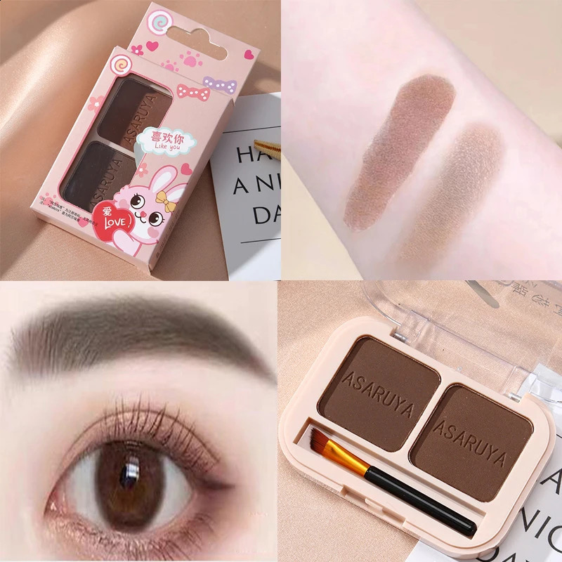 2 Colors In 1 Eyebrow Powder Professional Natural Makeup Palette Eyebrow with Eye Brush Enhancers Eye Brows Nose Shadow Powder 240914