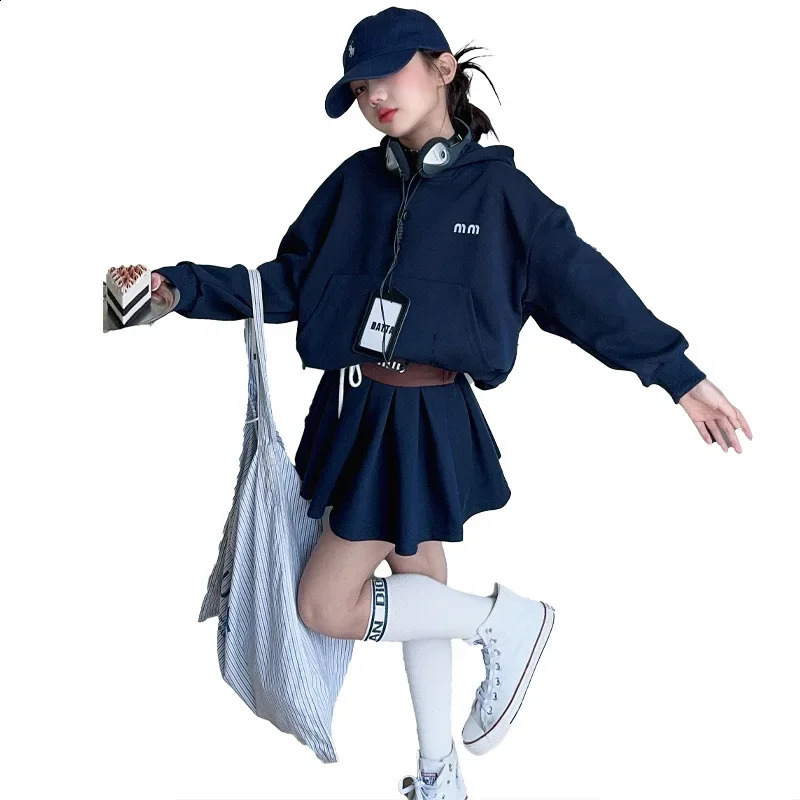 Girls Autumn clothes Set 2024 Fashion Korean Child College Style Hoodiepleated skirt 2pcs junior kids suit teen clothes outfits 240906