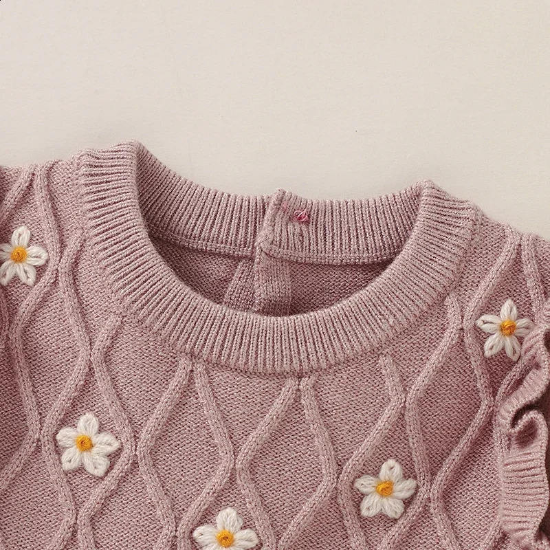 Baby Sweater Dress Knitted Girl Long Sleeve Autumn Childrens Clothing Fashion Cute Flower Warm 618M 240909