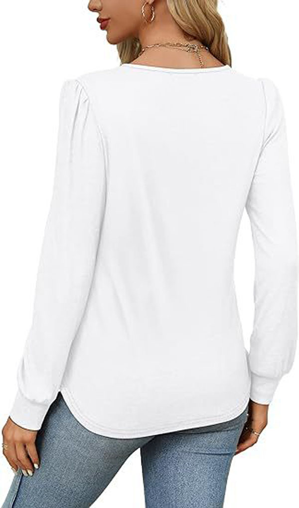 2024 Autumn New Women's Long Sleeve Top Shirt Fashion Casual Wrinkle Low Round Neck T-shirt