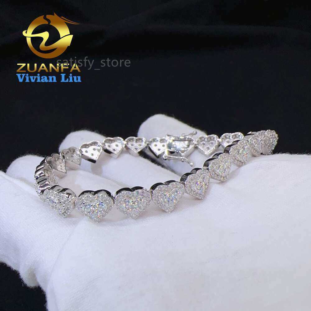 bracelet necklace mossanite Wholesale price sterling silver 925 iced out vvs moissanite fine hip hop jewelry heart cuban link chain bracelet for women