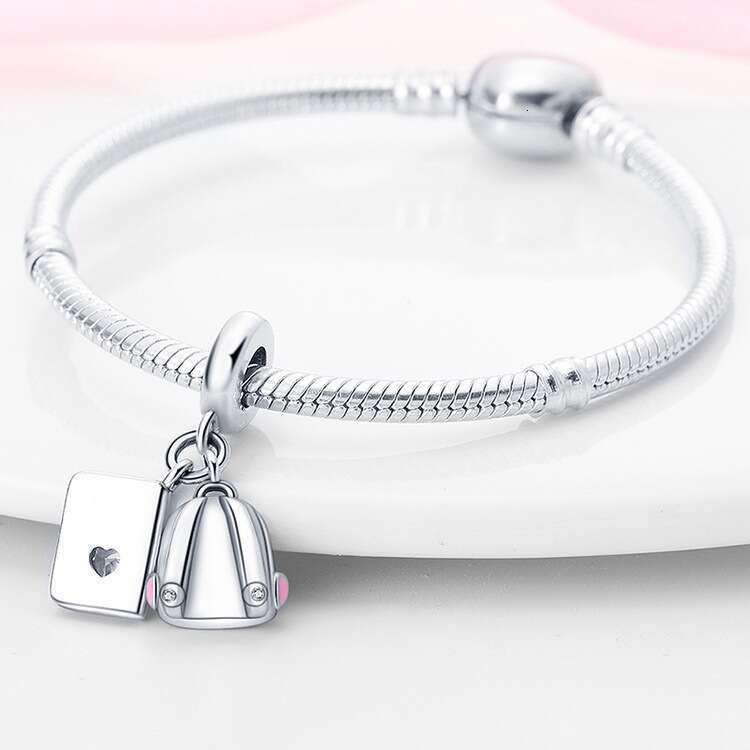 New 925 Sterling Silver Charm Backpacks and books pendant Fit Charms Silver 925 Original Bracelet DIY Jewelry Making For women Gifts