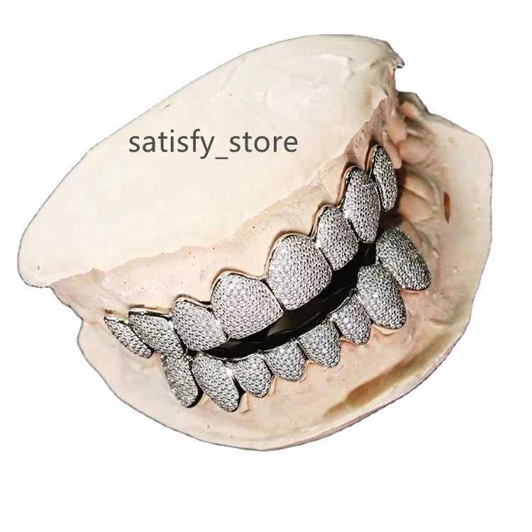 Vvs Diamond 925 Silver Grilliz Custom Fine Invisible Moissanite Grillz Hip Hop Iced Out Princess Cut For Teeth