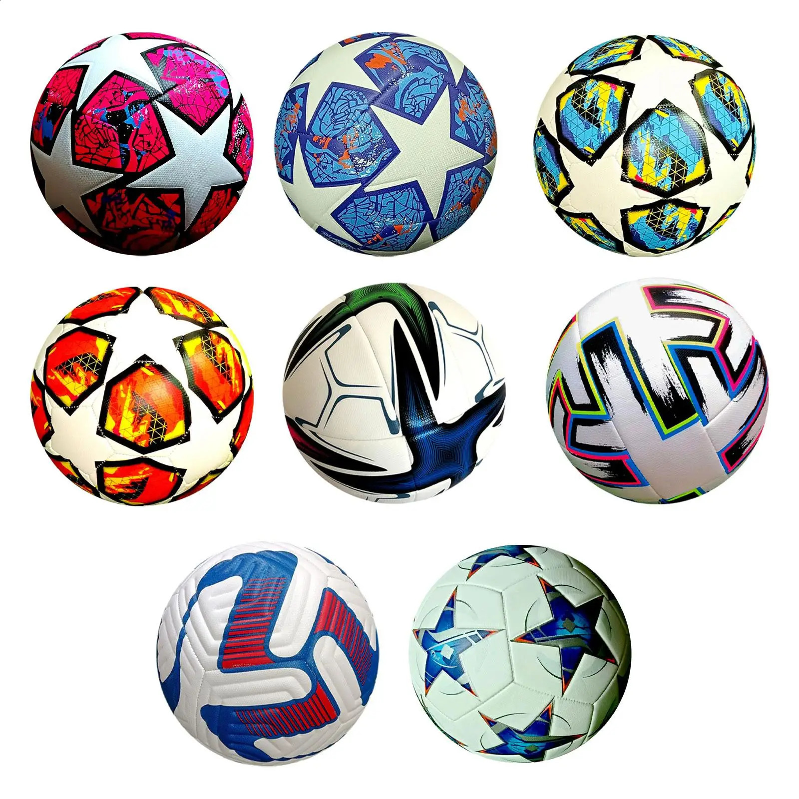 Soccer Ball Size 5 Creative Patterns Portable Durable PU Leather Official Match Ball Football for Club Game Competition Practice 240914