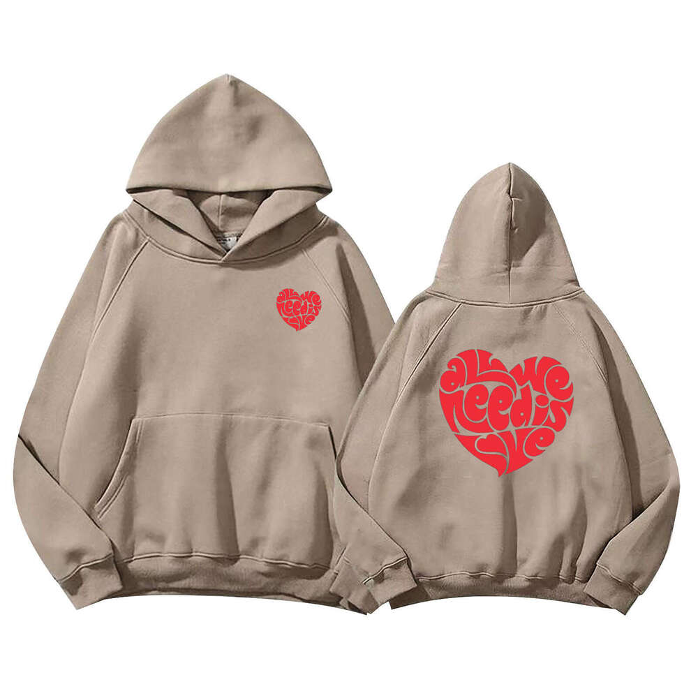 Cross Border American Fashion Brand Fleece Hoodie Hoodie With Raglan Sleeves For Men And Women, Fashionable Peach Heart Versatile Jacket