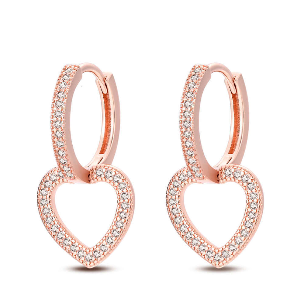 Heart shaped pendant hoop earrings for women 925 sterling silver stud earring wholesale