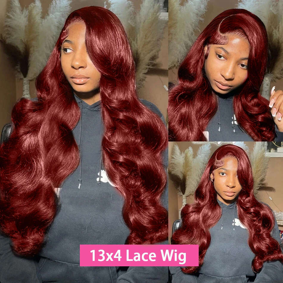 250% Reddish Brown Body Wave 13X4 Front Human Hair Wigs Brazilian Remy 40 42 Inch HD Transparent Lace Frontal Wig For Women