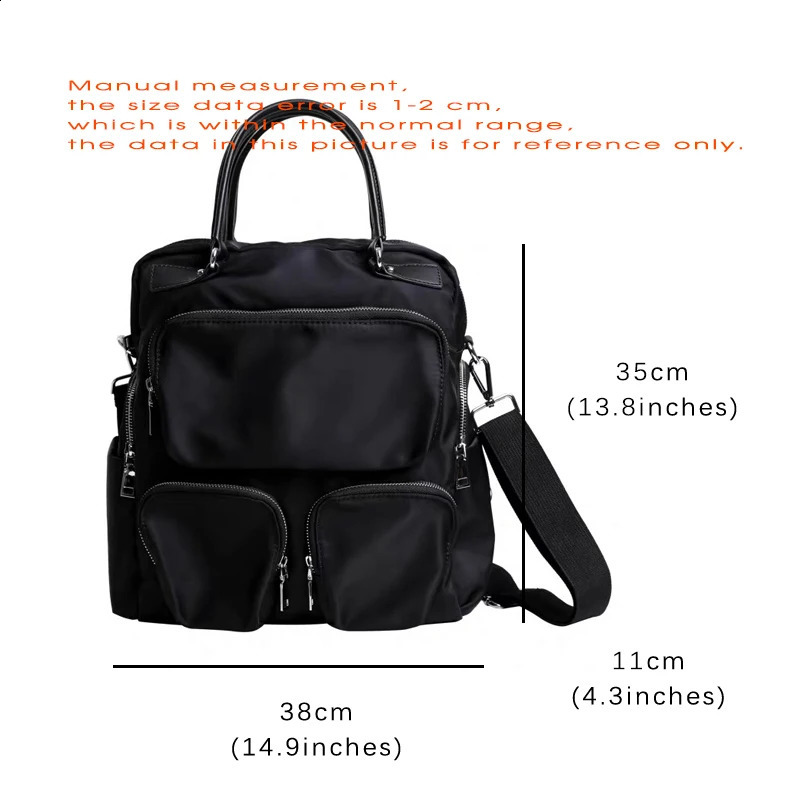 Korean style backpack with high-end nylon fabric multiple pockets fully matched fashionable travel shoulder casual backpack messenger bag 240912