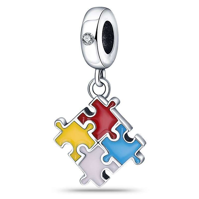 New 925 Sterling Silver Charm Puzzle Color Series pendant Fit Charms Silver 925 Original Bracelet DIY Jewelry Making For women Gifts