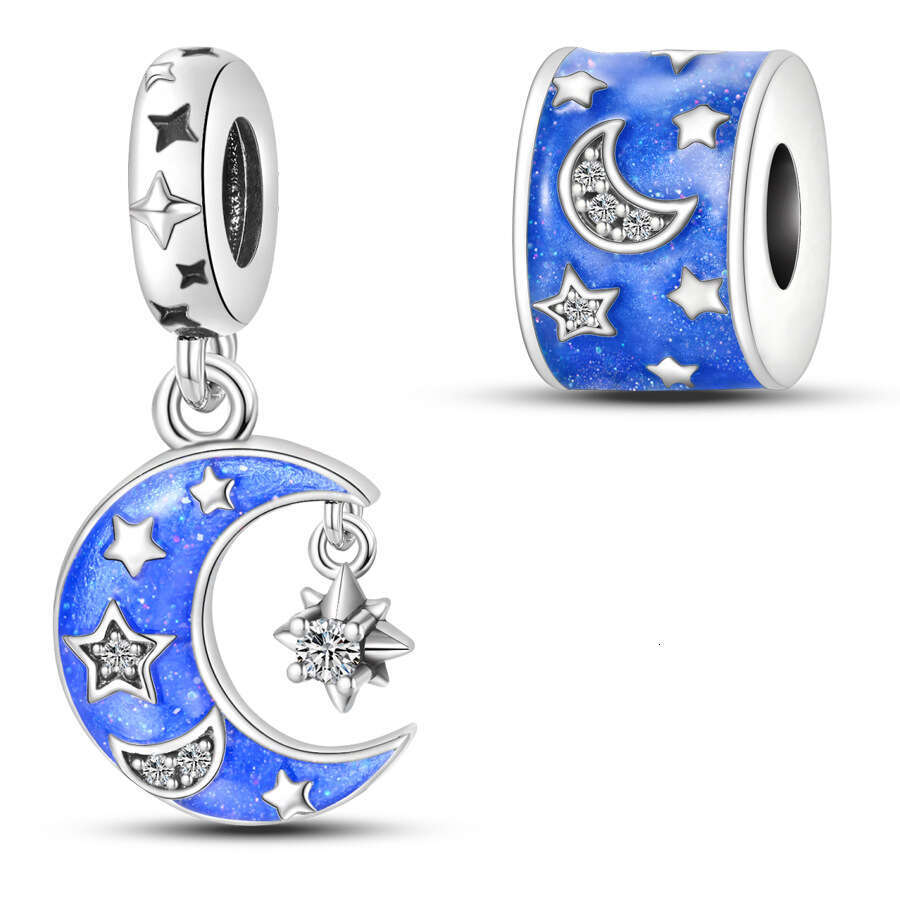 New 925 Sterling Silver Charm Starlight Series - Star Moon Pendant Fit Charms Silver 925 Original Bracelet DIY Jewelry Making For women Gifts