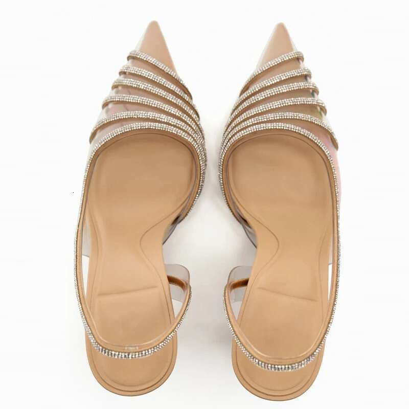 Summer Women's Sandals Apricot Shiny Rhie Shoes Fashion Transparent Sexy Sgback High Heels Woman free shipping shoes