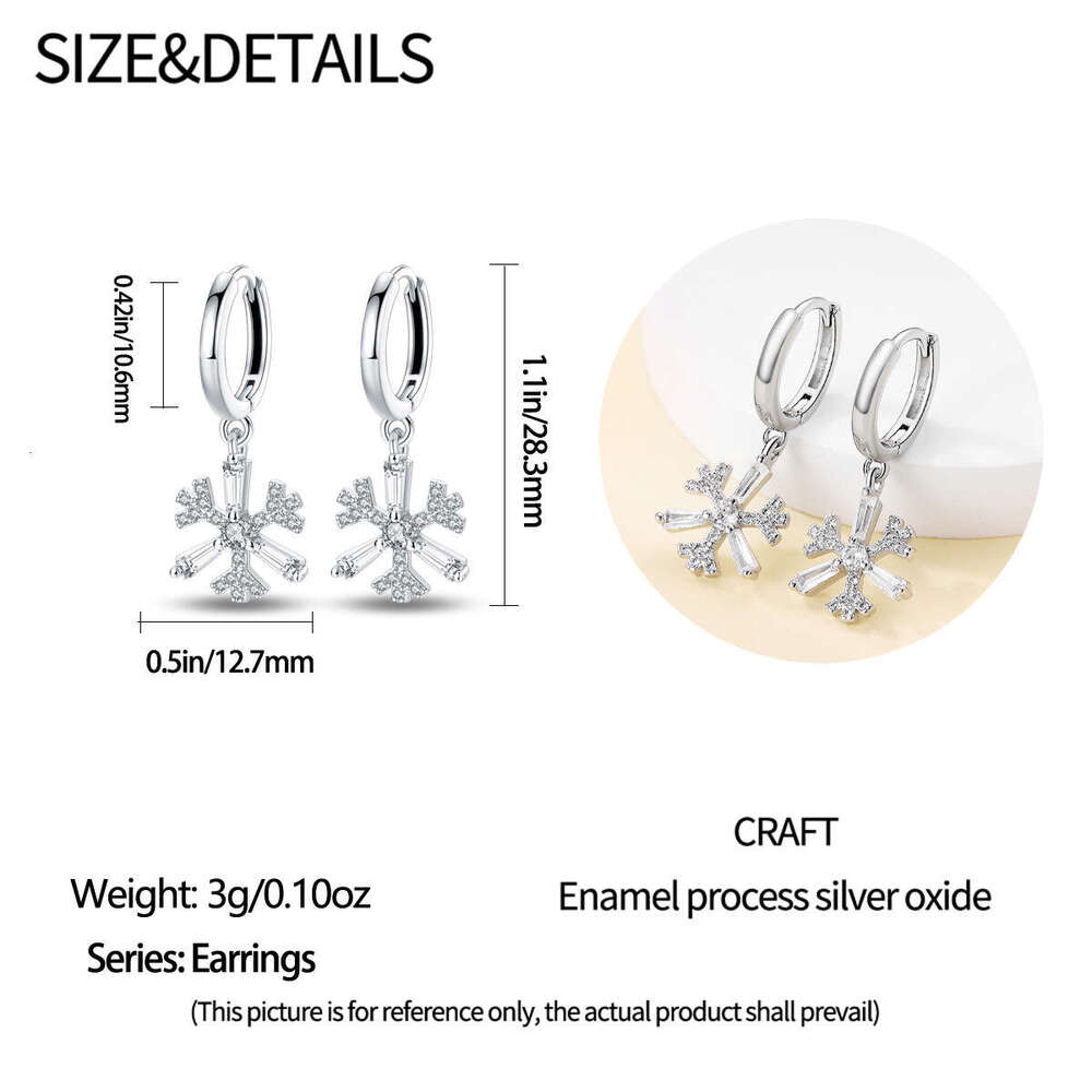 New Christmas Winter Romantic Snow Earrings For Women 925 sterling silver earring gifts