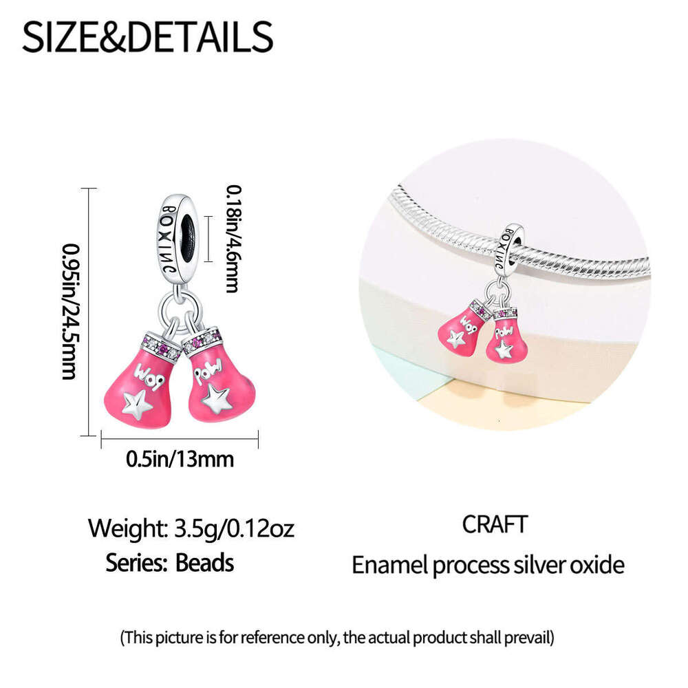 New 925 Sterling Silver Charm Pink boxing pendant Fit Charms Silver 925 Original Bracelet DIY Jewelry Making For women Gifts