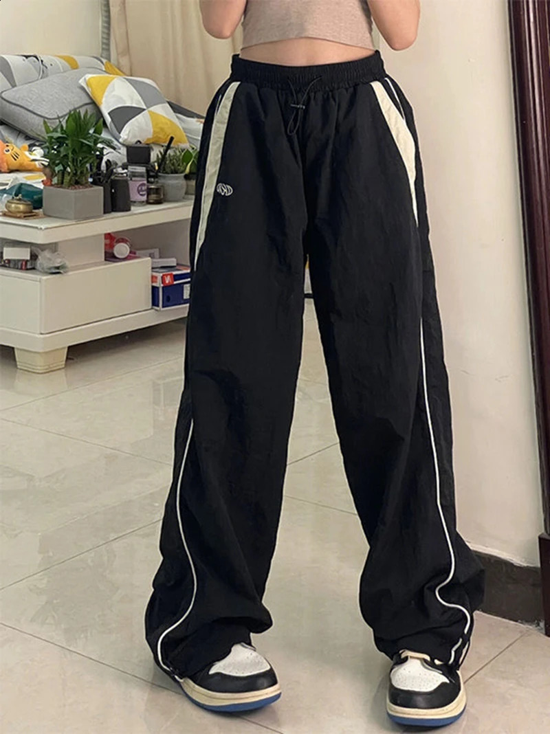 Y2k Wide Leg Cargo Pant Casual Loose Drawstring Trousers Streetwear Hip Hop Sweatpants 2024 Female Vintage Baggy Joggers 240912