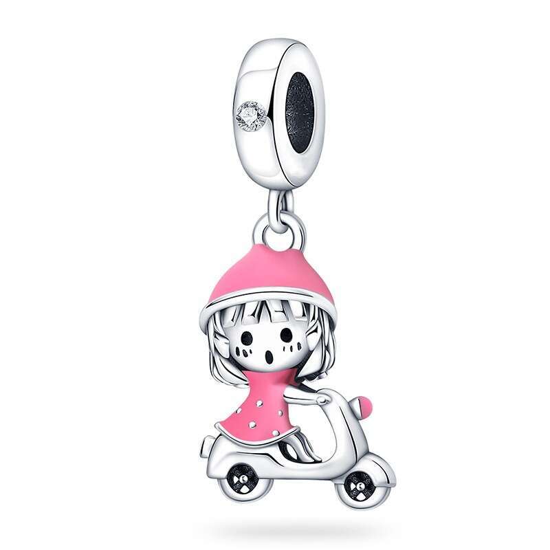 New 925 Sterling Silver Charm Motorcycle and Girl Pendant Accessories Fit Charms Silver 925 Original Bracelet DIY Jewelry Making For women Gifts